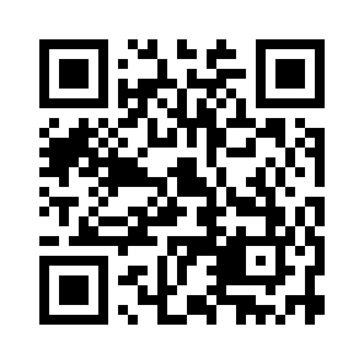 Black QR code linking to burlingtonforward.info