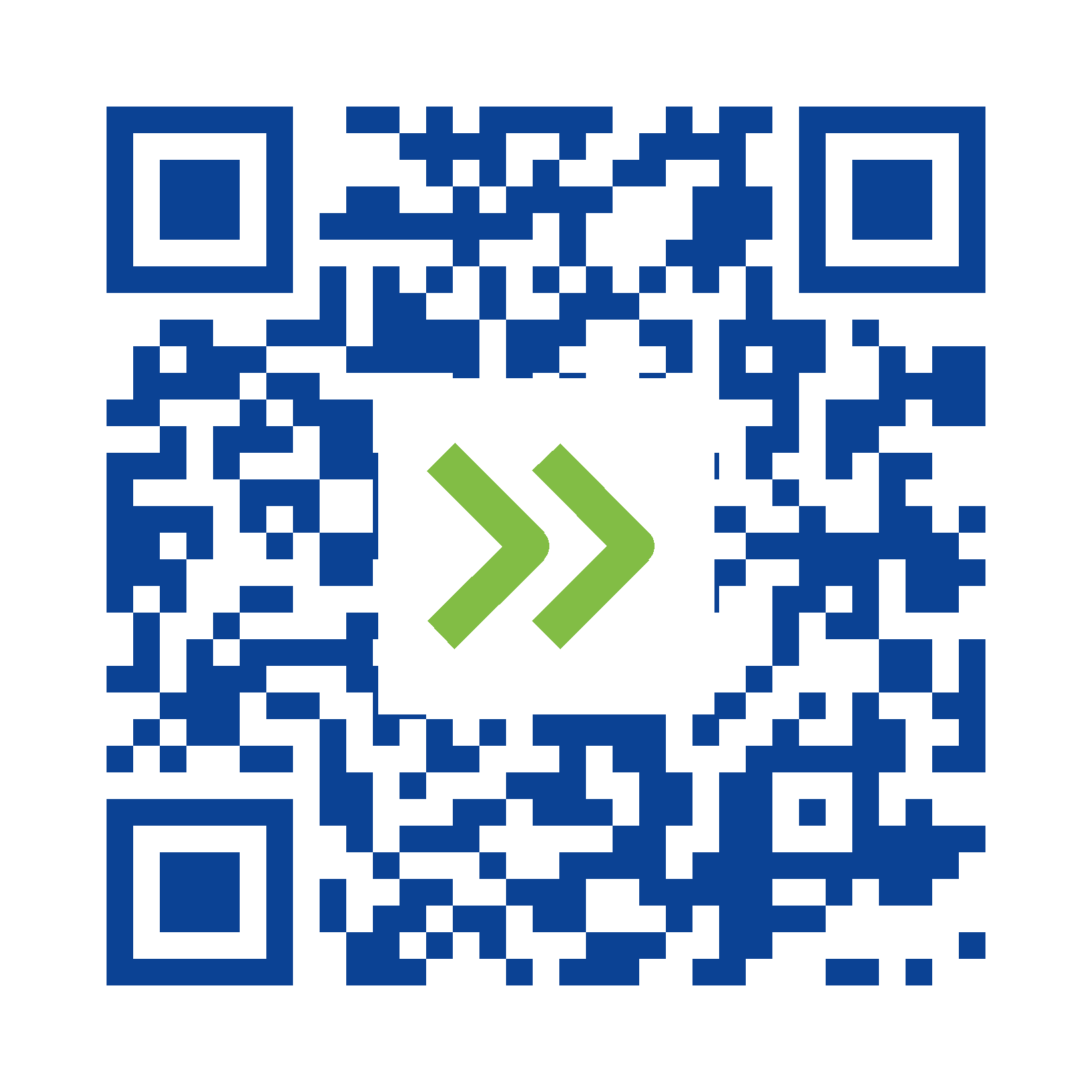 Navy QR code with Burlington Forward chevron, linking to burlingtonforward.info
