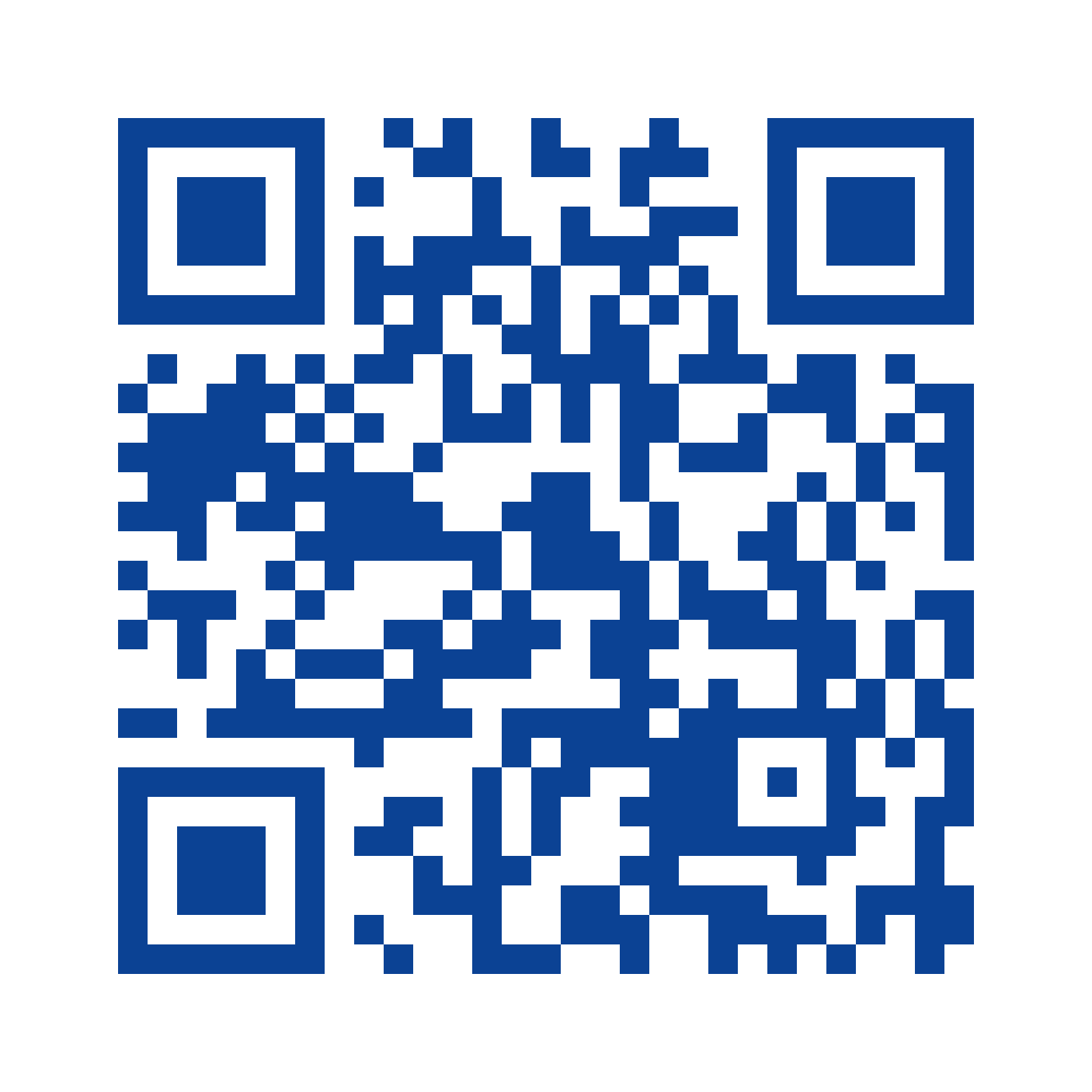 Navy QR code linking to burlingtonforward.info